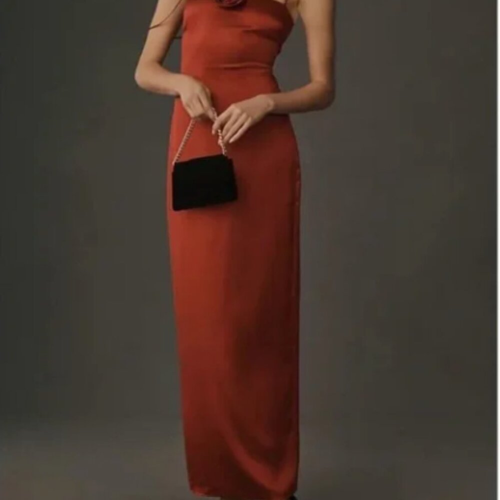 Reformation Sexy Red Frankie Silk Dress Maxi